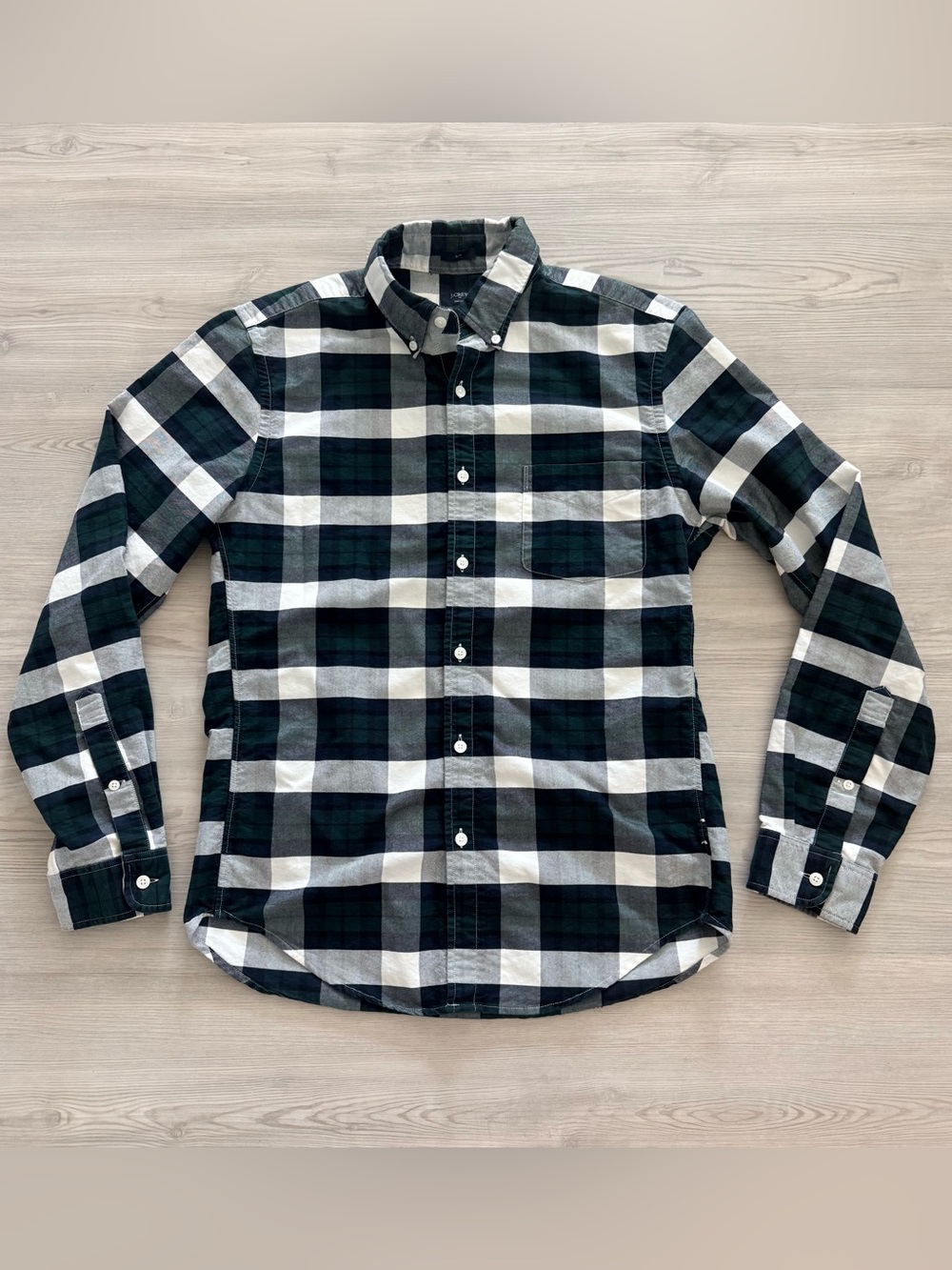 J. Crew Mens Medium Oxford Button Up Slim Fit Long Sleeve Plaid Shirt